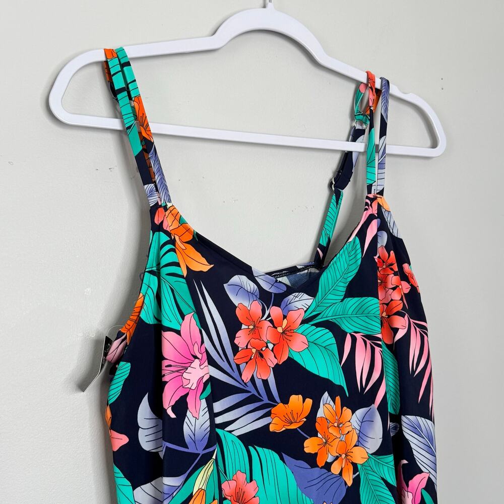 Swim Solutions Printed Princess Tankini Top Double Strap Plus Size 14 NWT - Picture 3 of 10
